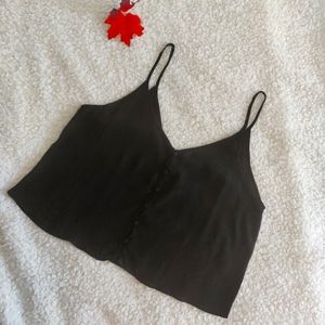 Forever 21 black silk crop top flowy